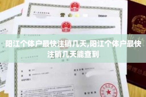阳江个体户最快注销几天,阳江个体户最快注销几天能查到