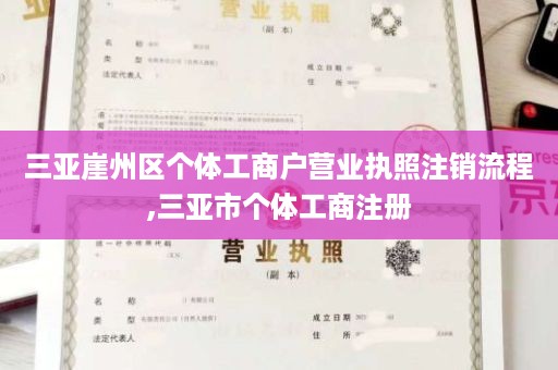三亚崖州区个体工商户营业执照注销流程,三亚市个体工商注册