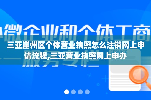 三亚崖州区个体营业执照怎么注销网上申请流程,三亚营业执照网上申办
