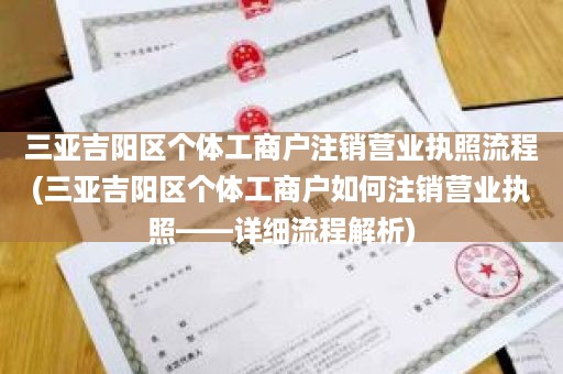 三亚吉阳区个体工商户注销营业执照流程(三亚吉阳区个体工商户如何注销营业执照——详细流程解析)