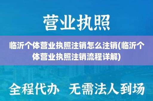 临沂个体营业执照注销怎么注销(临沂个体营业执照注销流程详解)