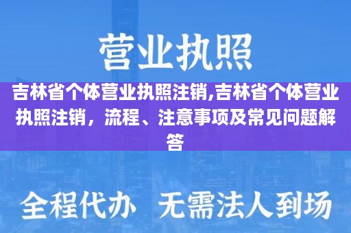 吉林省个体营业执照注销,吉林省个体营业执照注销，流程、注意事项及常见问题解答