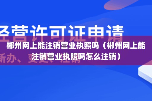 郴州网上能注销营业执照吗（郴州网上能注销营业执照吗怎么注销）