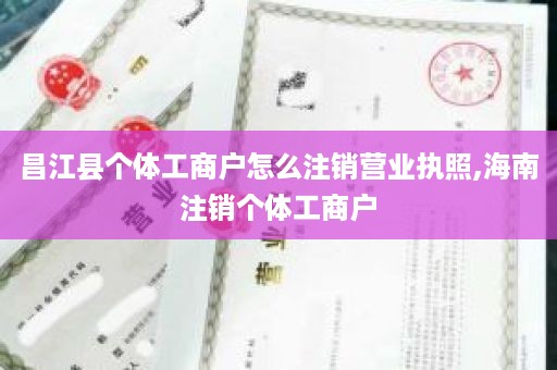 昌江县个体工商户怎么注销营业执照,海南注销个体工商户
