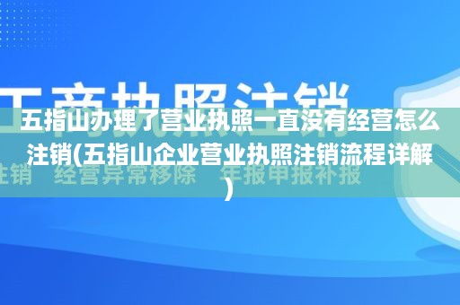 五指山办理了营业执照一直没有经营怎么注销(五指山企业营业执照注销流程详解)