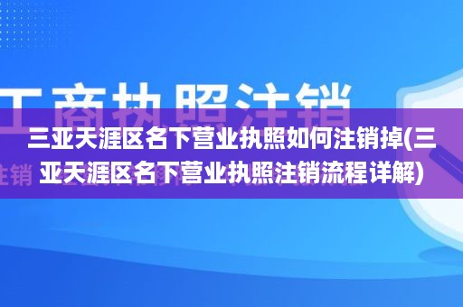 三亚天涯区名下营业执照如何注销掉(三亚天涯区名下营业执照注销流程详解)