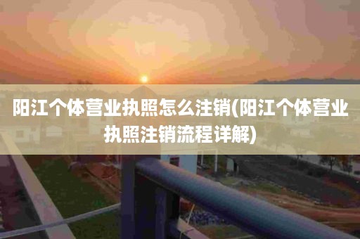 阳江个体营业执照怎么注销(阳江个体营业执照注销流程详解)