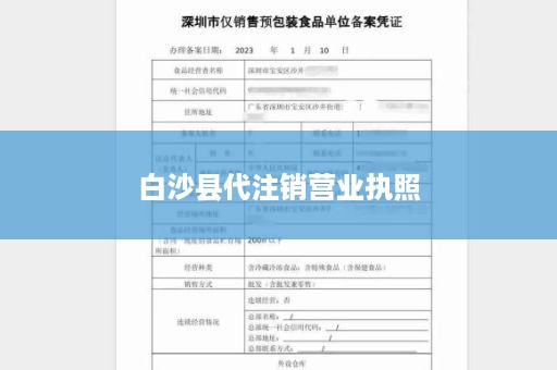 白沙县代注销营业执照