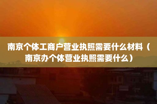 南京个体工商户营业执照需要什么材料（南京办个体营业执照需要什么）