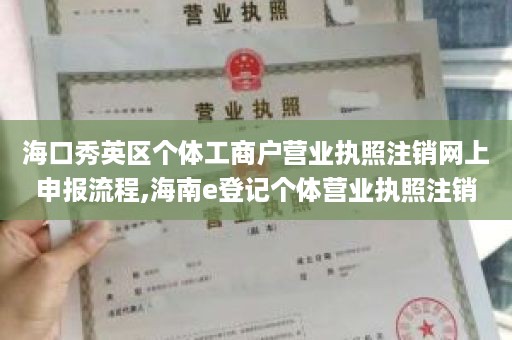海口秀英区个体工商户营业执照注销网上申报流程,海南e登记个体营业执照注销