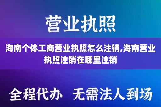海南个体工商营业执照怎么注销,海南营业执照注销在哪里注销