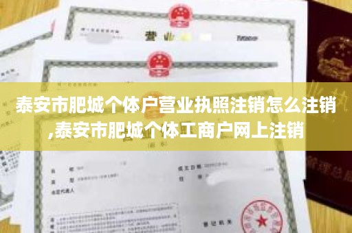 泰安市肥城个体户营业执照注销怎么注销,泰安市肥城个体工商户网上注销