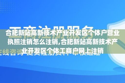 合肥新站高新技术产业开发区个体户营业执照注销怎么注销,合肥新站高新技术产业开发区个体工商户网上注销