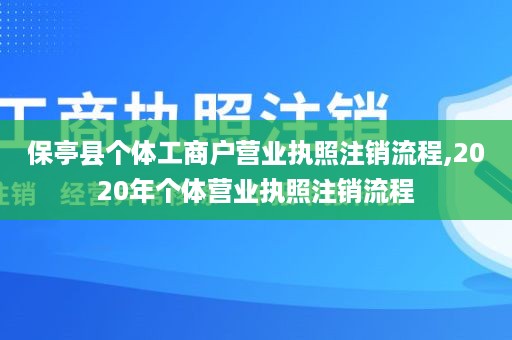 保亭县个体工商户营业执照注销流程,2020年个体营业执照注销流程
