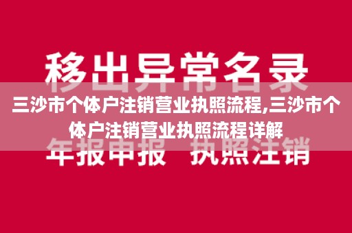 三沙市个体户注销营业执照流程,三沙市个体户注销营业执照流程详解