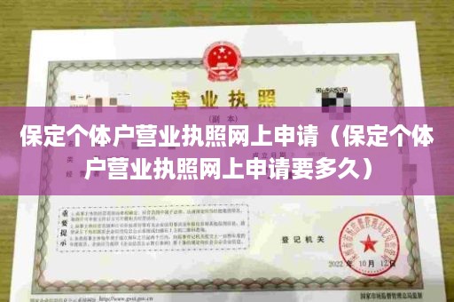 保定个体户营业执照网上申请（保定个体户营业执照网上申请要多久）