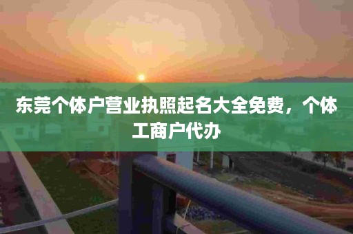 东莞个体户营业执照起名大全免费，个体工商户代办