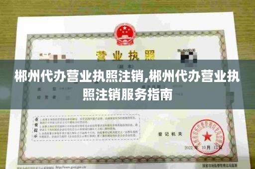 郴州代办营业执照注销,郴州代办营业执照注销服务指南