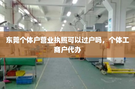 东莞个体户营业执照可以过户吗，个体工商户代办