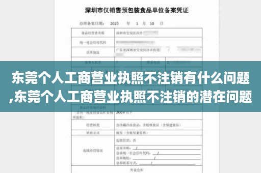 东莞个人工商营业执照不注销有什么问题,东莞个人工商营业执照不注销的潜在问题