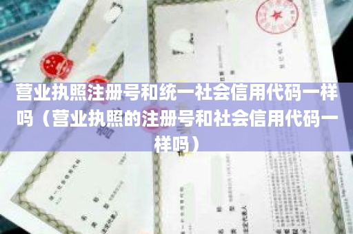 营业执照注册号和统一社会信用代码一样吗（营业执照的注册号和社会信用代码一样吗）