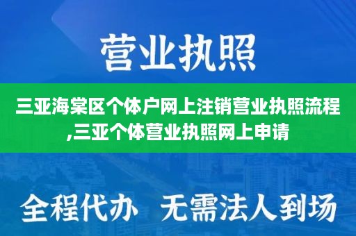 三亚海棠区个体户网上注销营业执照流程,三亚个体营业执照网上申请