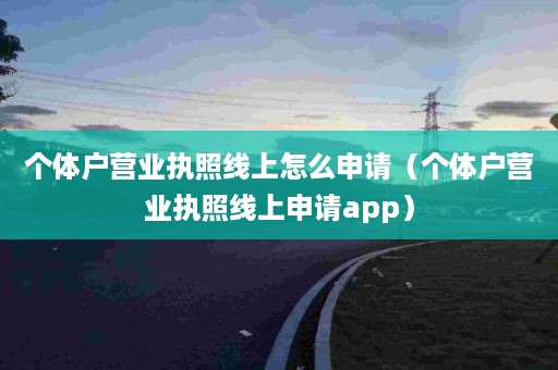个体户营业执照线上怎么申请（个体户营业执照线上申请app）