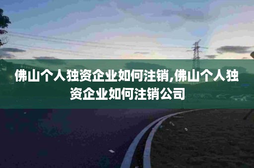 佛山个人独资企业如何注销,佛山个人独资企业如何注销公司