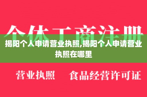 揭阳个人申请营业执照,揭阳个人申请营业执照在哪里