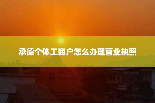 承德个体工商户怎么办理营业执照