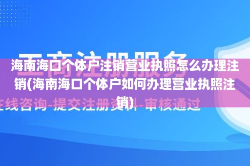海南海口个体户注销营业执照怎么办理注销(海南海口个体户如何办理营业执照注销)