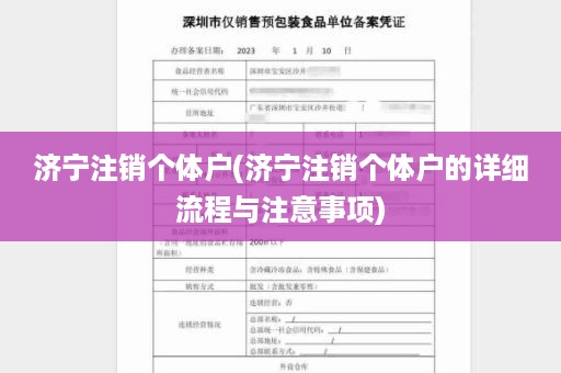 济宁注销个体户(济宁注销个体户的详细流程与注意事项)