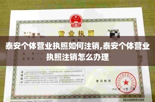 泰安个体营业执照如何注销,泰安个体营业执照注销怎么办理