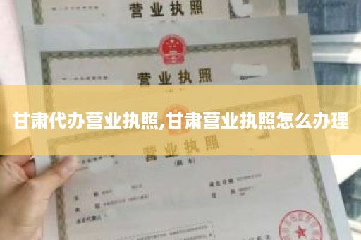 甘肃代办营业执照,甘肃营业执照怎么办理