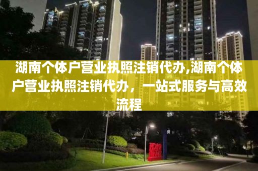 湖南个体户营业执照注销代办,湖南个体户营业执照注销代办，一站式服务与高效流程