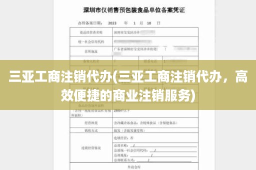 三亚工商注销代办(三亚工商注销代办，高效便捷的商业注销服务)