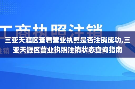 三亚天涯区查看营业执照是否注销成功,三亚天涯区营业执照注销状态查询指南