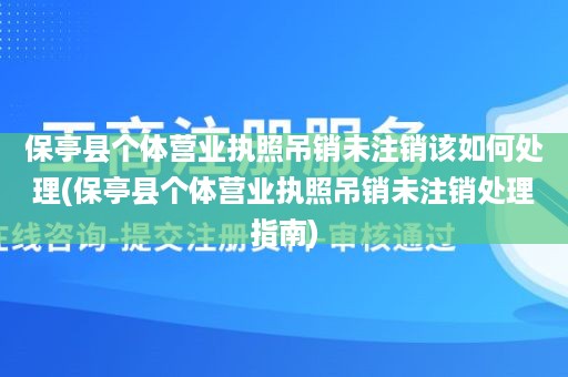 保亭县个体营业执照吊销未注销该如何处理(保亭县个体营业执照吊销未注销处理指南)