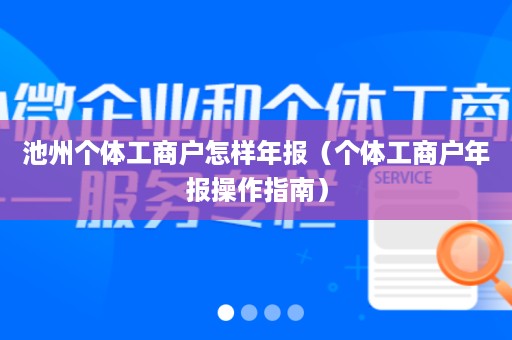 池州个体工商户怎样年报（个体工商户年报操作指南）