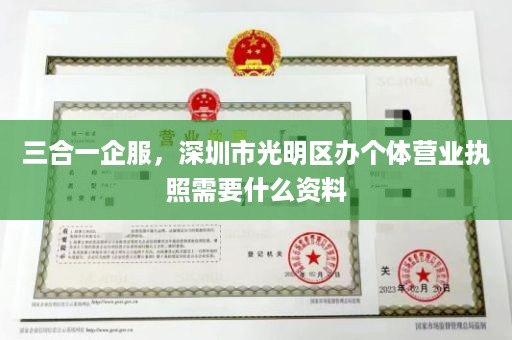 三合一企服，深圳市光明区办个体营业执照需要什么资料