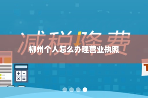 柳州个人怎么办理营业执照