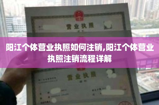阳江个体营业执照如何注销,阳江个体营业执照注销流程详解