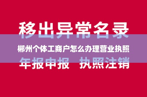 郴州个体工商户怎么办理营业执照