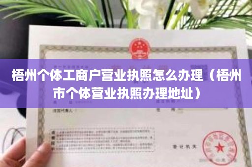 梧州个体工商户营业执照怎么办理（梧州市个体营业执照办理地址）