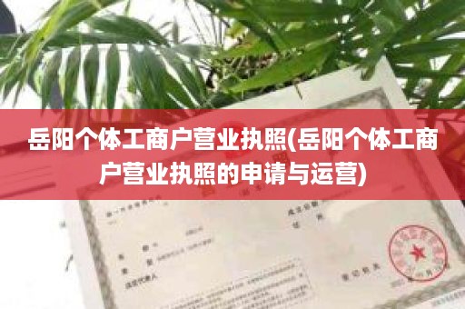岳阳个体工商户营业执照(岳阳个体工商户营业执照的申请与运营)