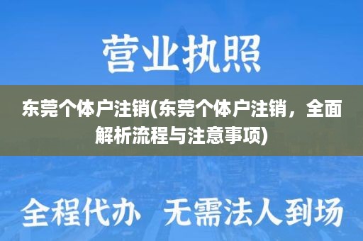 东莞个体户注销(东莞个体户注销，全面解析流程与注意事项)