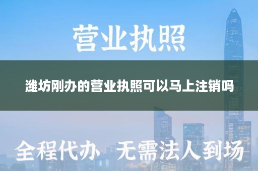 潍坊刚办的营业执照可以马上注销吗