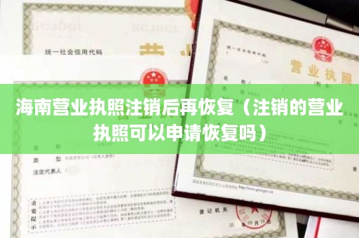 海南营业执照注销后再恢复（注销的营业执照可以申请恢复吗）