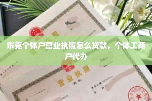 东莞个体户营业执照怎么贷款，个体工商户代办