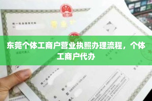 东莞个体工商户营业执照办理流程，个体工商户代办